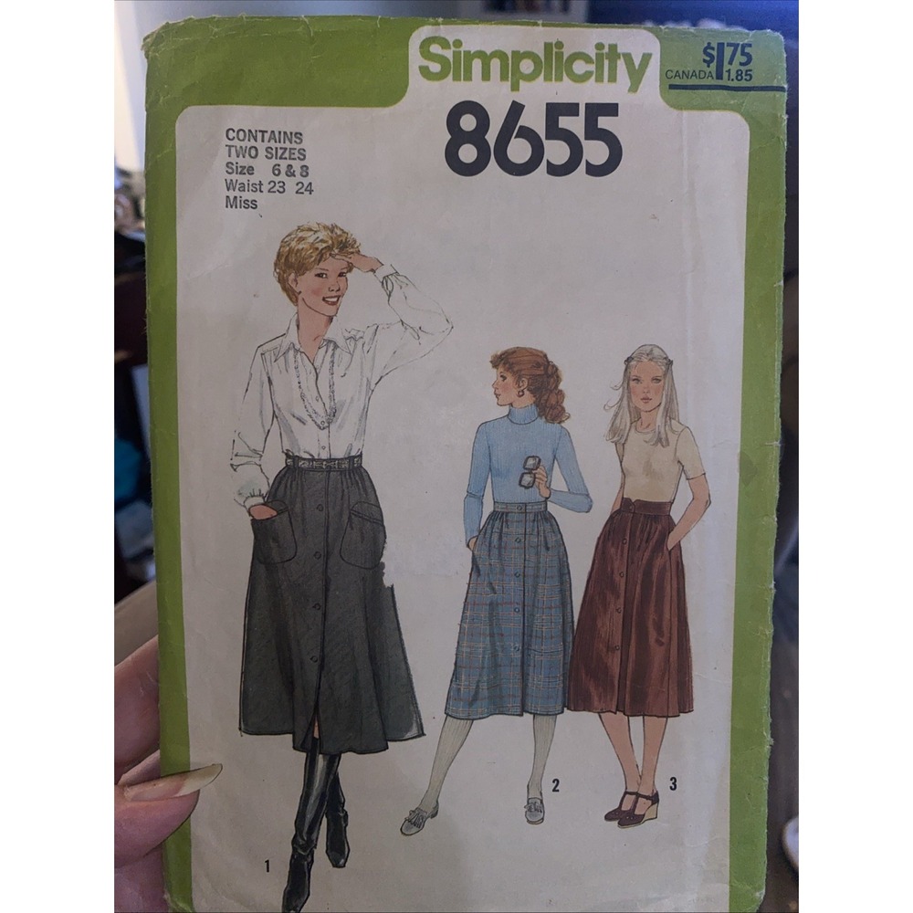 Vintage 1978 Simplicity 8655 Skirt Sewing Pattern Size 6 8 Cut Complete